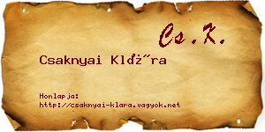 Csaknyai Klára névjegykártya